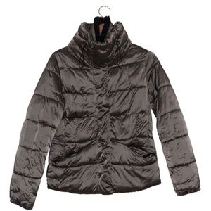 MANGO-MNG Metallic Gray Puff Jacket